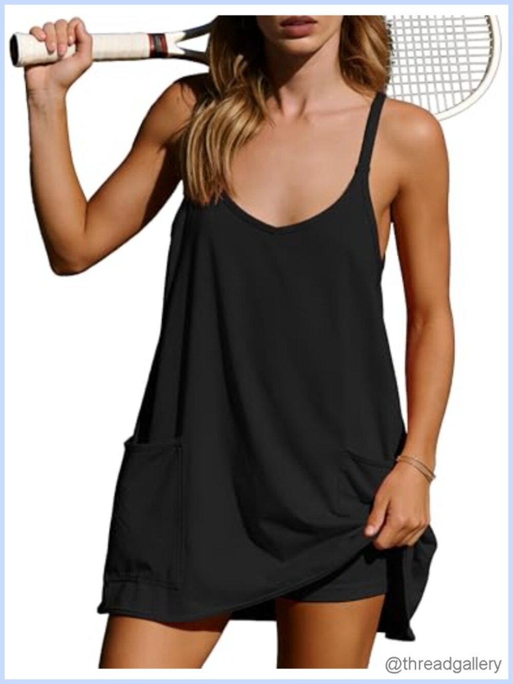 Womens Sleeveless Athletic Mini Dress with Built-in Shorts Racerback